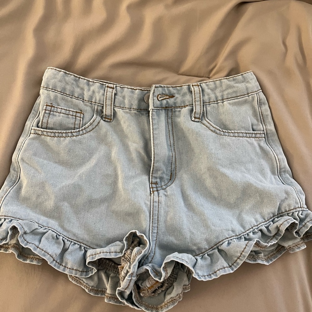 Girl Light Blue Denim Ruffle Boutique Shorts